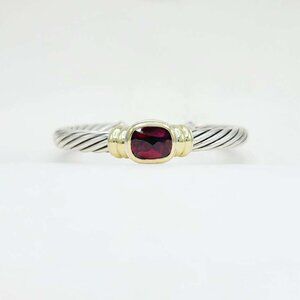 David Yurman Noblesse Bracelet w/ Garnet & 14K Yellow Gold - 7mm - Medium - RARE